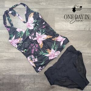 Charmleaks Halter Floral Tankini Swimsuit Size L